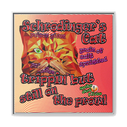 schrodinger's cat - framed canvas art (yellow-orange wave)