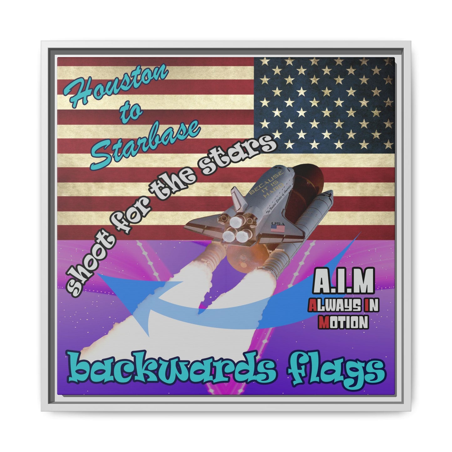 shoot for the stars - framed canvas art (purple-pink wave)