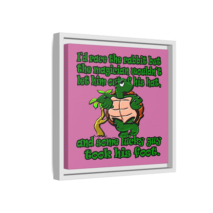turtle race - framed canvas art (light pink)