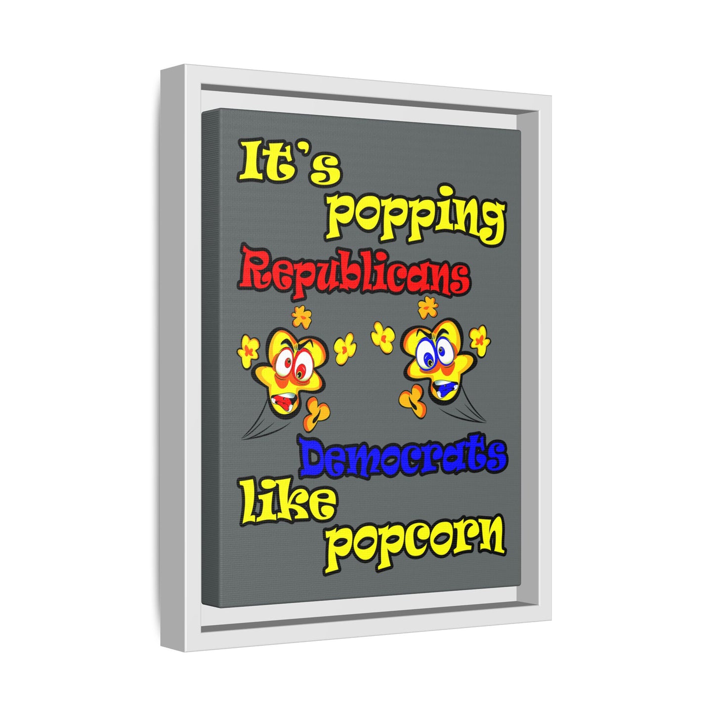 popping like popcorn - framed canvas art (dark grey)