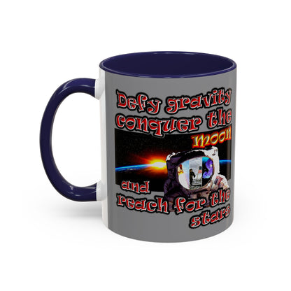 defy conquer reach - Accent Mug (grey)