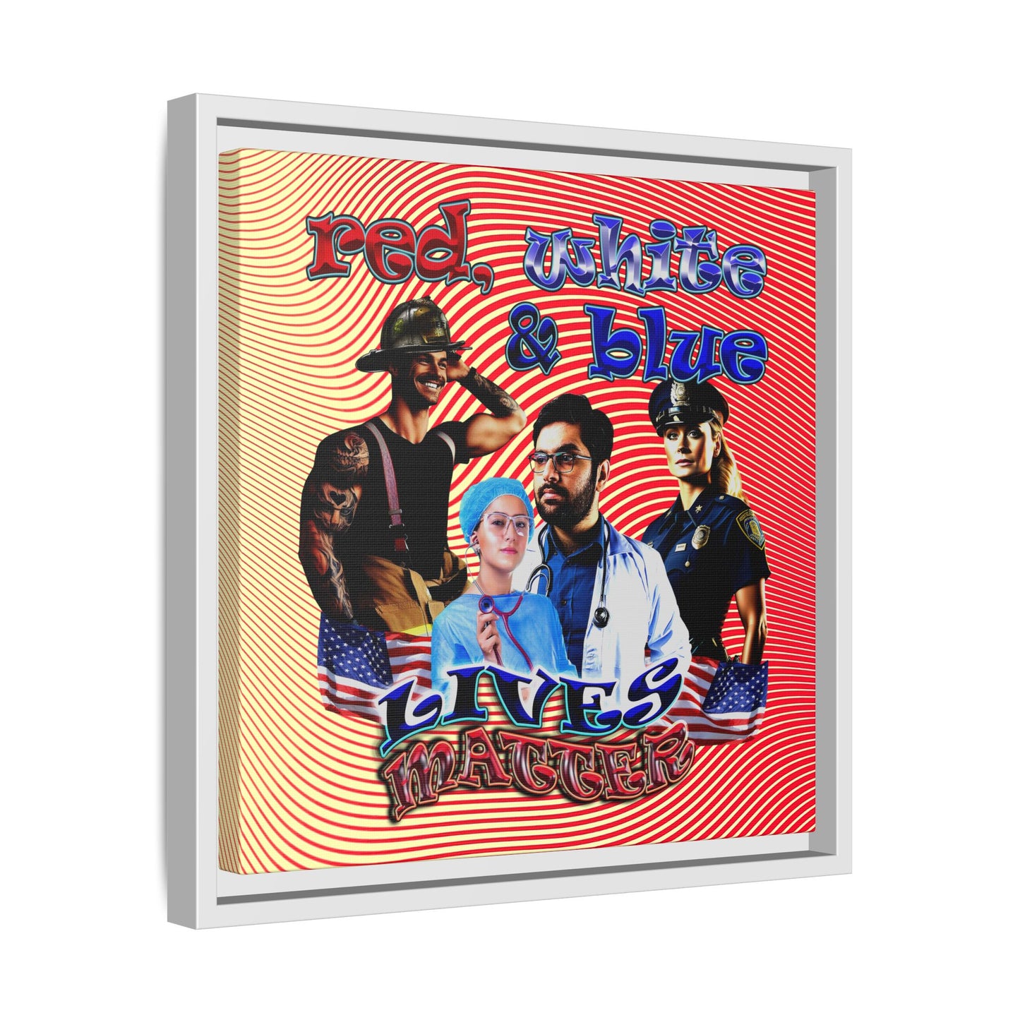 rw&b lives matter - framed canvas art (yellow-orange wave)