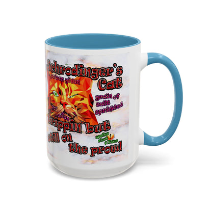 schrodinger's cat - Accent Mug (white marble)
