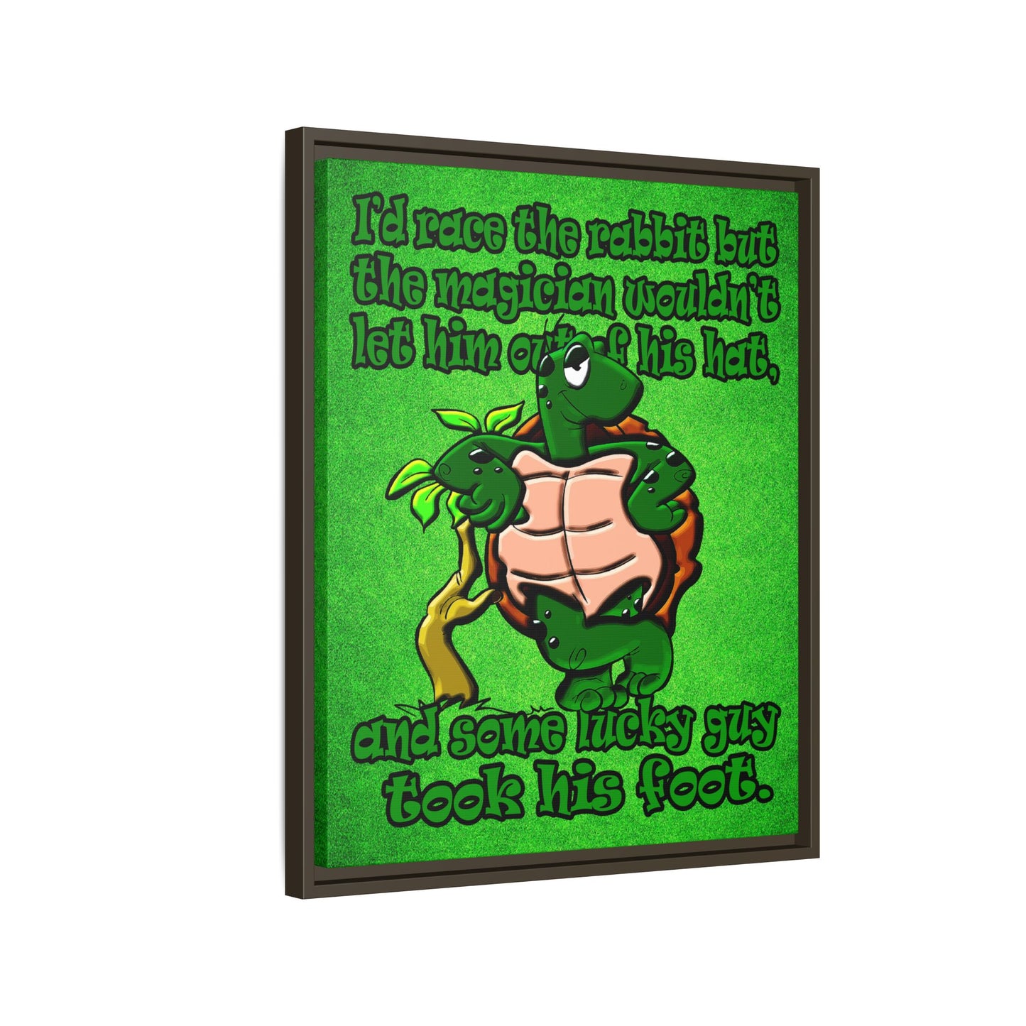 turtle race - framed canvas art (green turf)