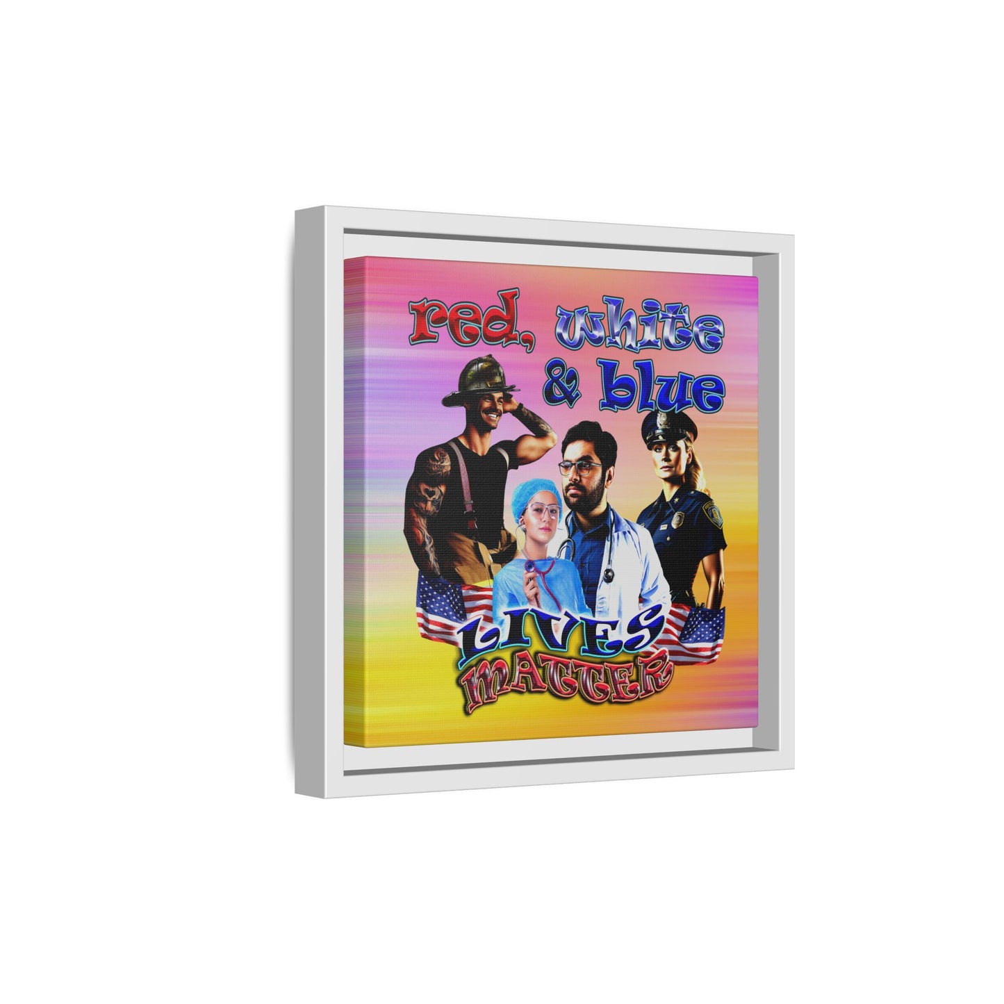 rw&b lives matter - framed canvas art (color blur)