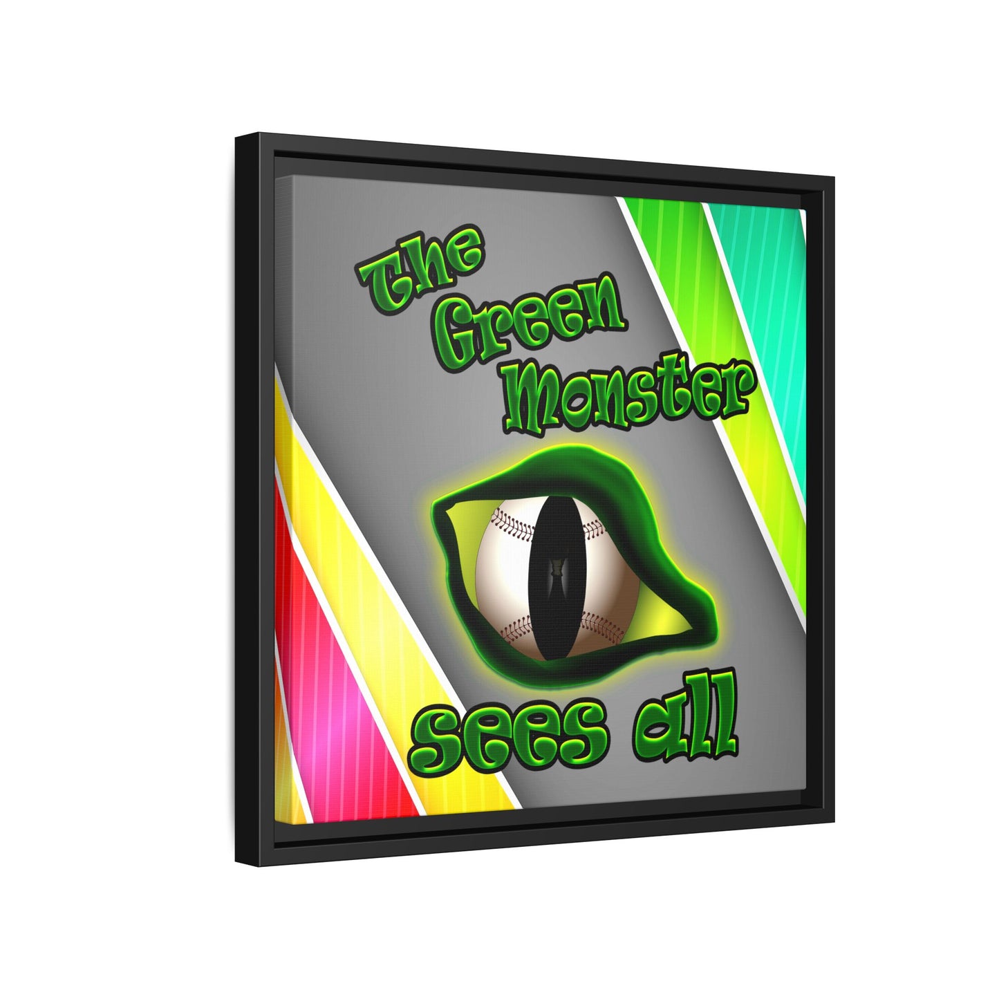 green monster - framed canvas art (rainbow split)
