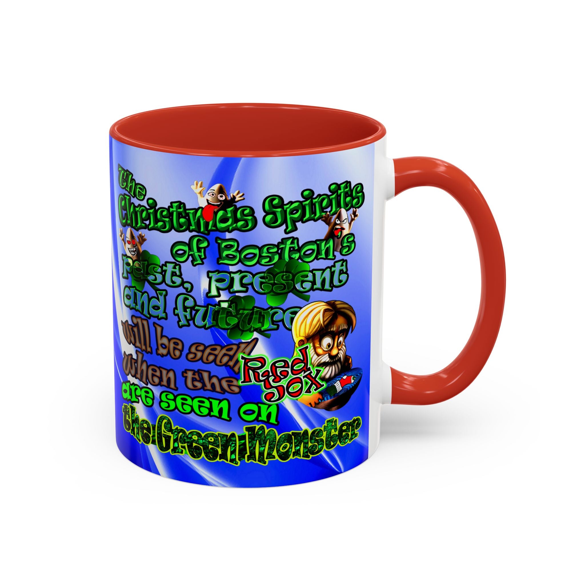 christmas spirits of boston - Accent Mug (blue-white wave)