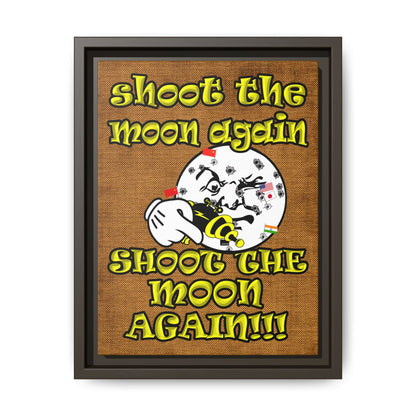 shoot the moon again - framed canvas art (brown papyrus)