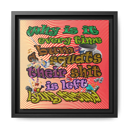 the bum's shit - framed canvas art (yellow-orange wave)