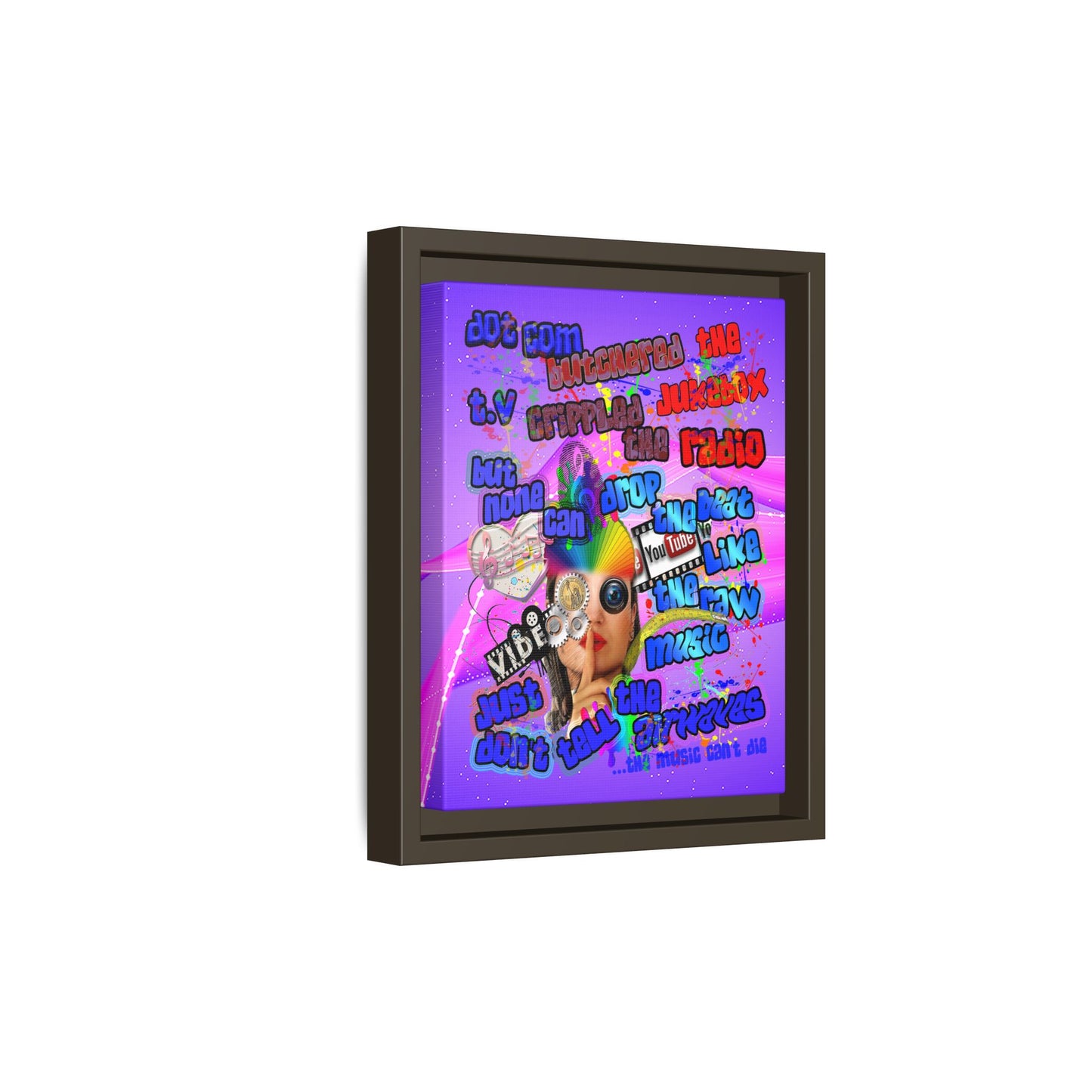 drop the beat - framed canvas art (purple-pink wave)