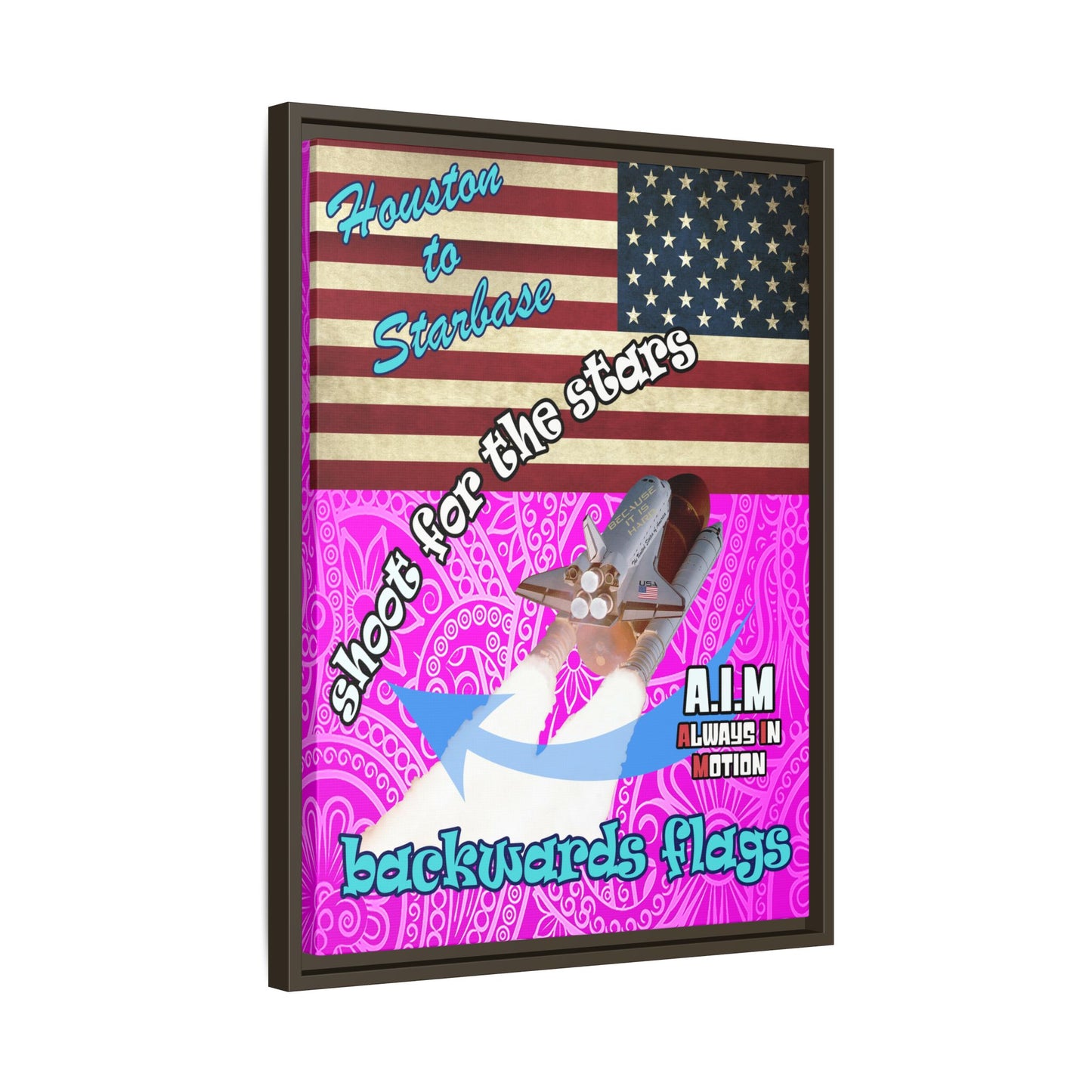 shoot for the stars - framed canvas art (pink swirl)