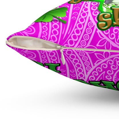 celtics logo - Spun Polyester Square Pillow - (pink swirl)