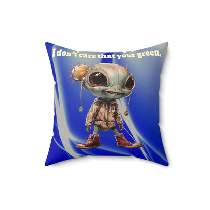 I don't care that your grey - Faux Suede Square Pillow - (blue-white wave)