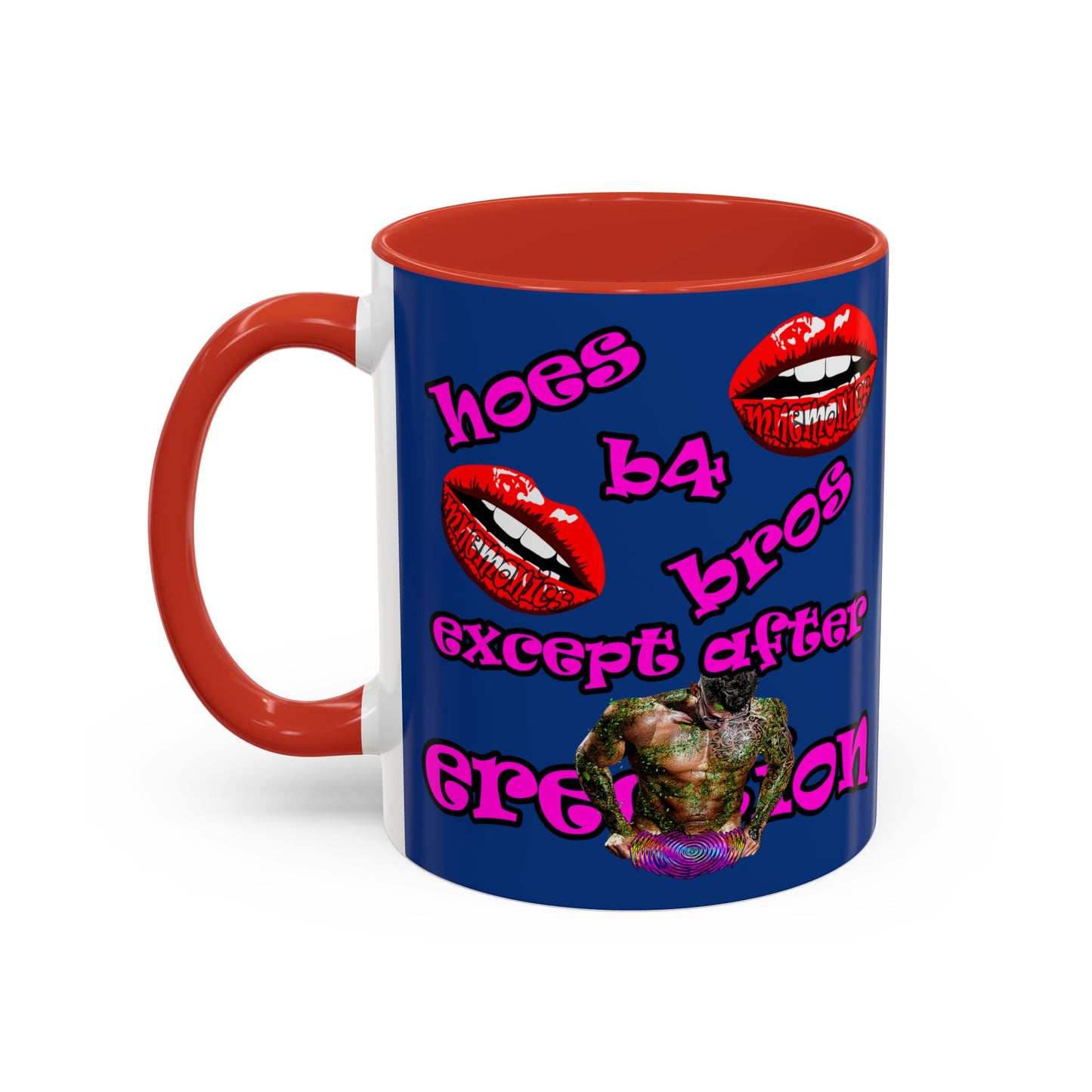 hoes b4 bros - Accent Mug (dark blue)
