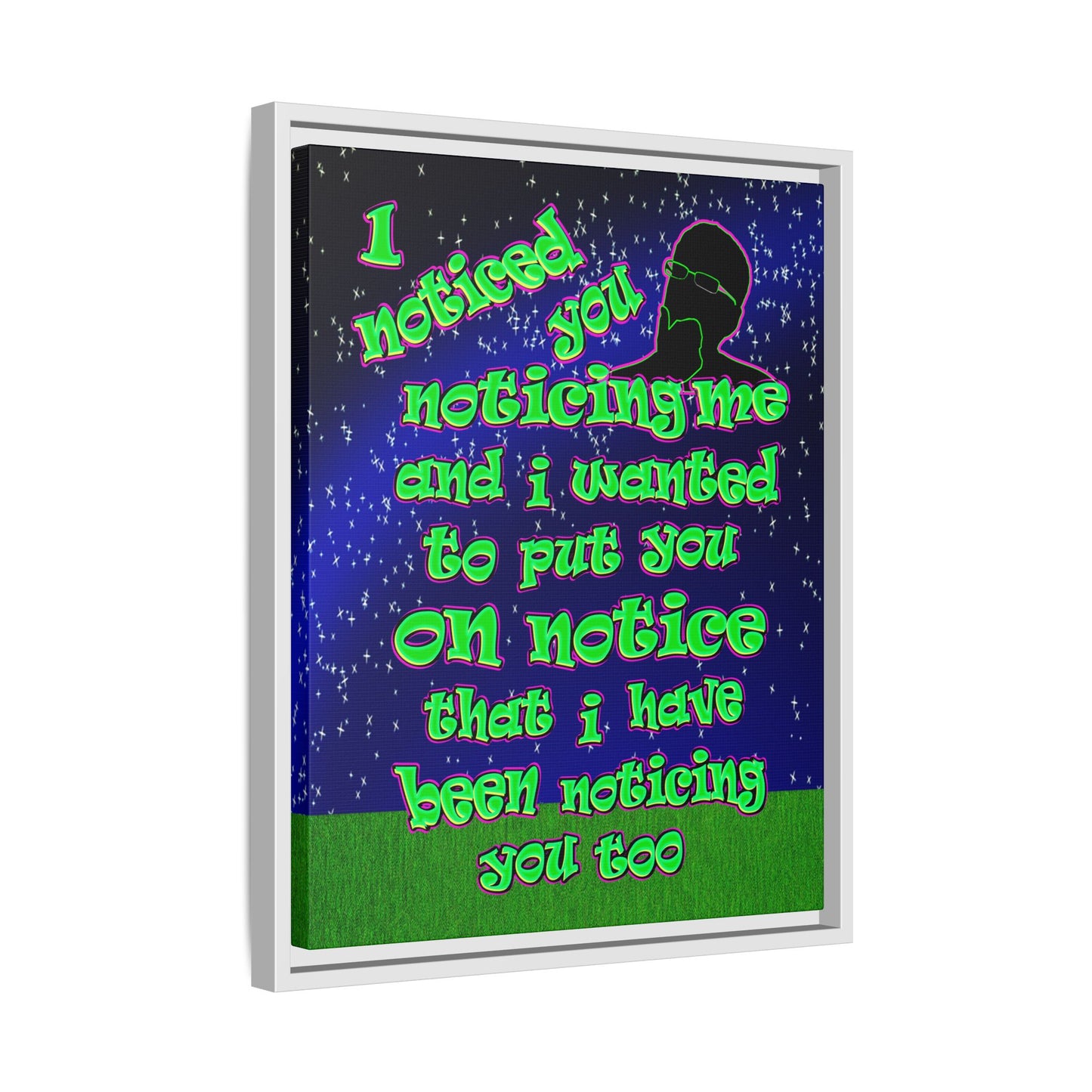 noticed you noticing - framed canvas art ('snoops' background)