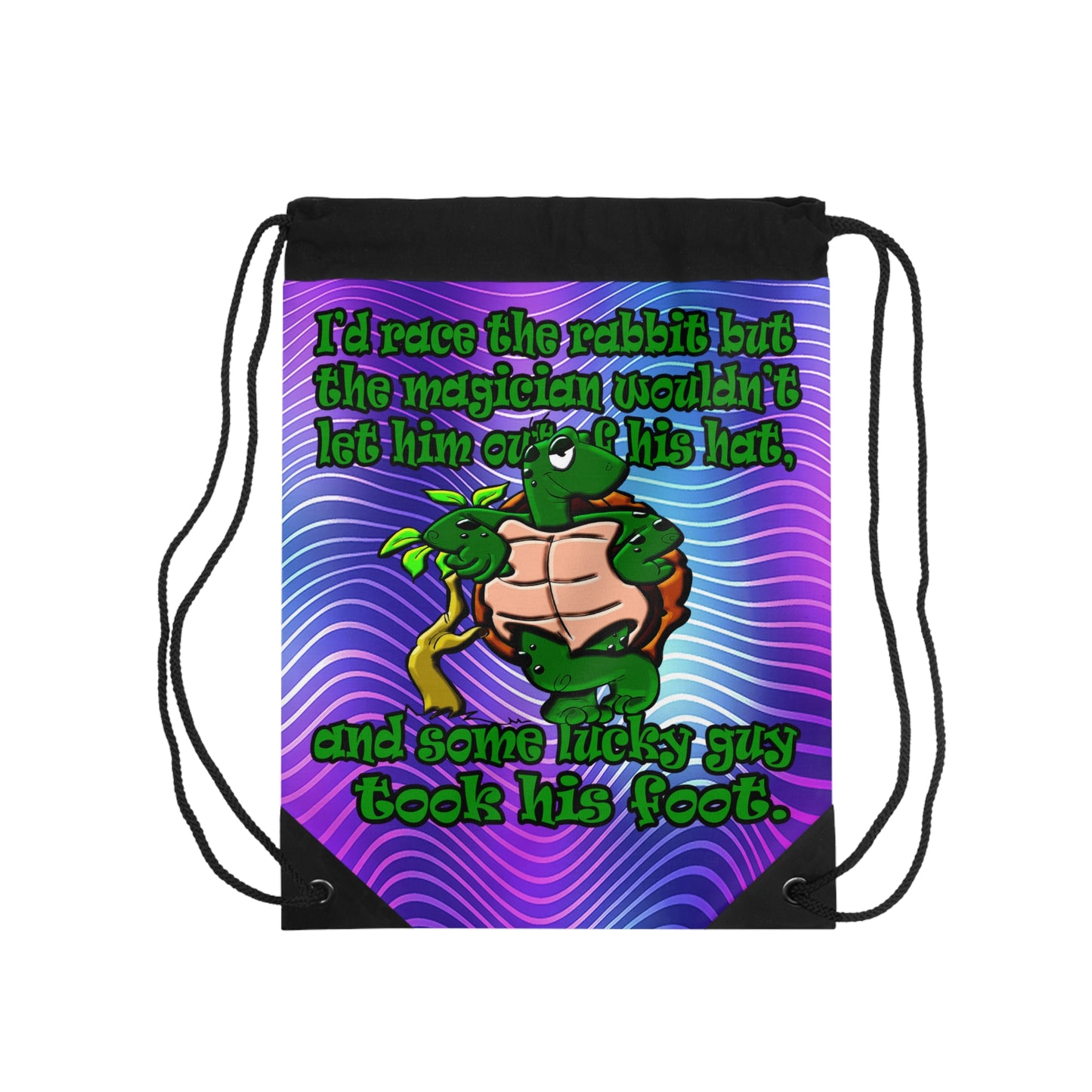 turtle race - Drawstring Bag (purple wave)