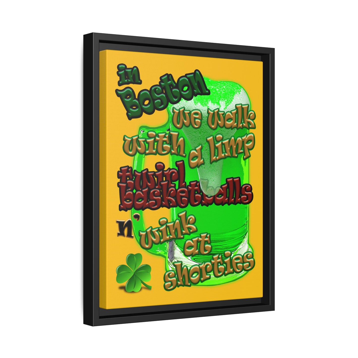 celtics logo - framed canvas art (yellow)
