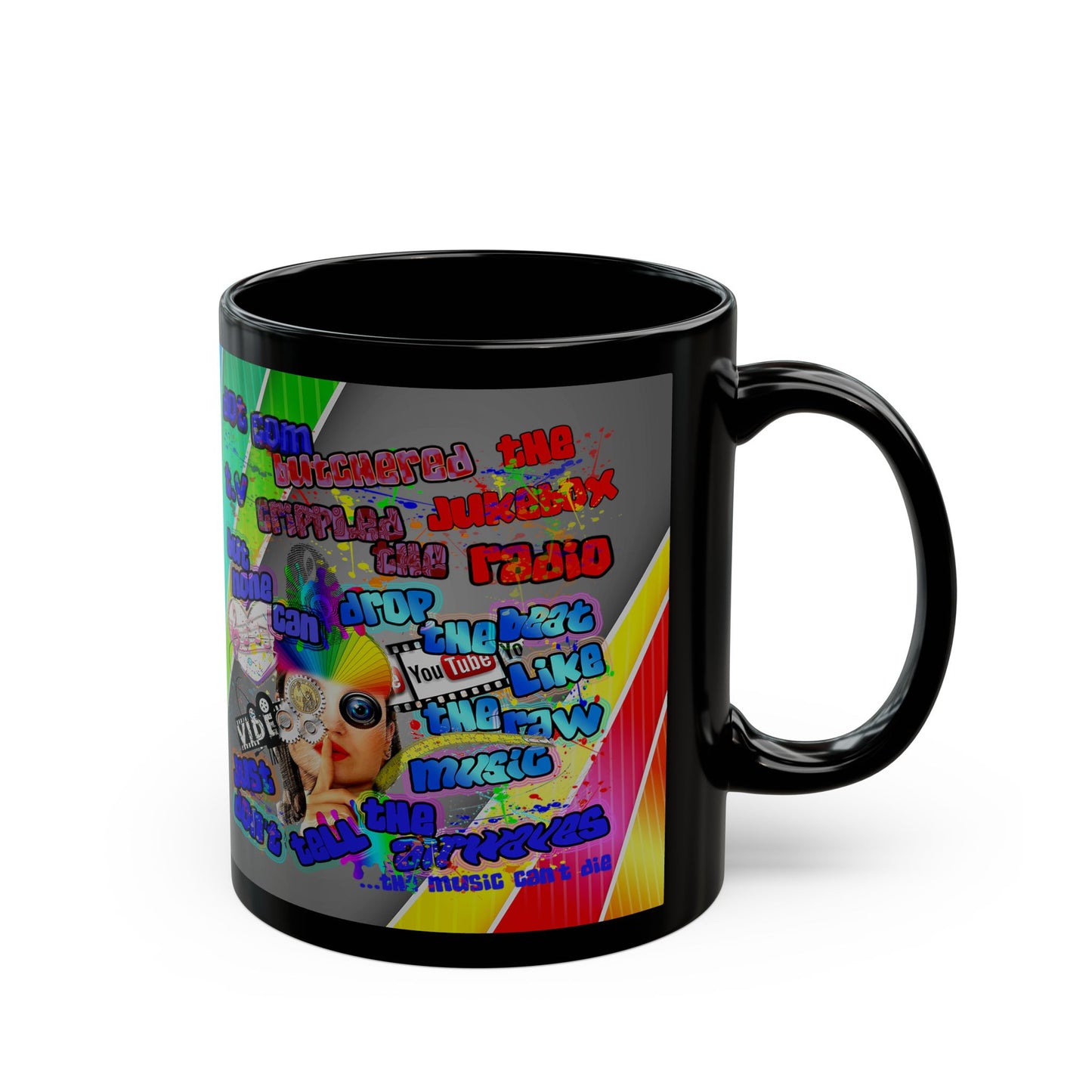 drop the beat - Black Mug (rainbow split)