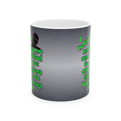 noticed you noticing - White Mug (brushed nickel)