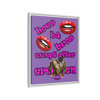 hoes b4 bros - framed canvas art (light purple)