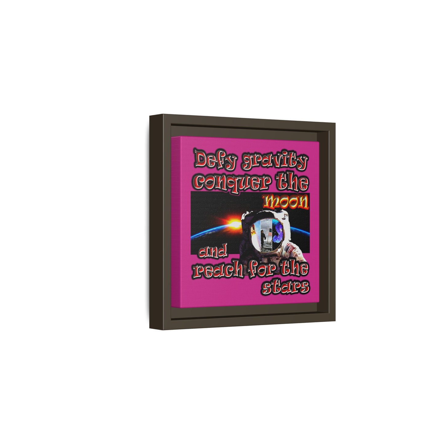 defy conquer reach - framed canvas art (pink)