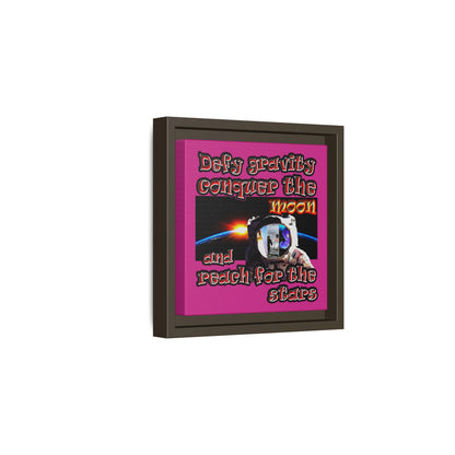 defy conquer reach - framed canvas art (pink)