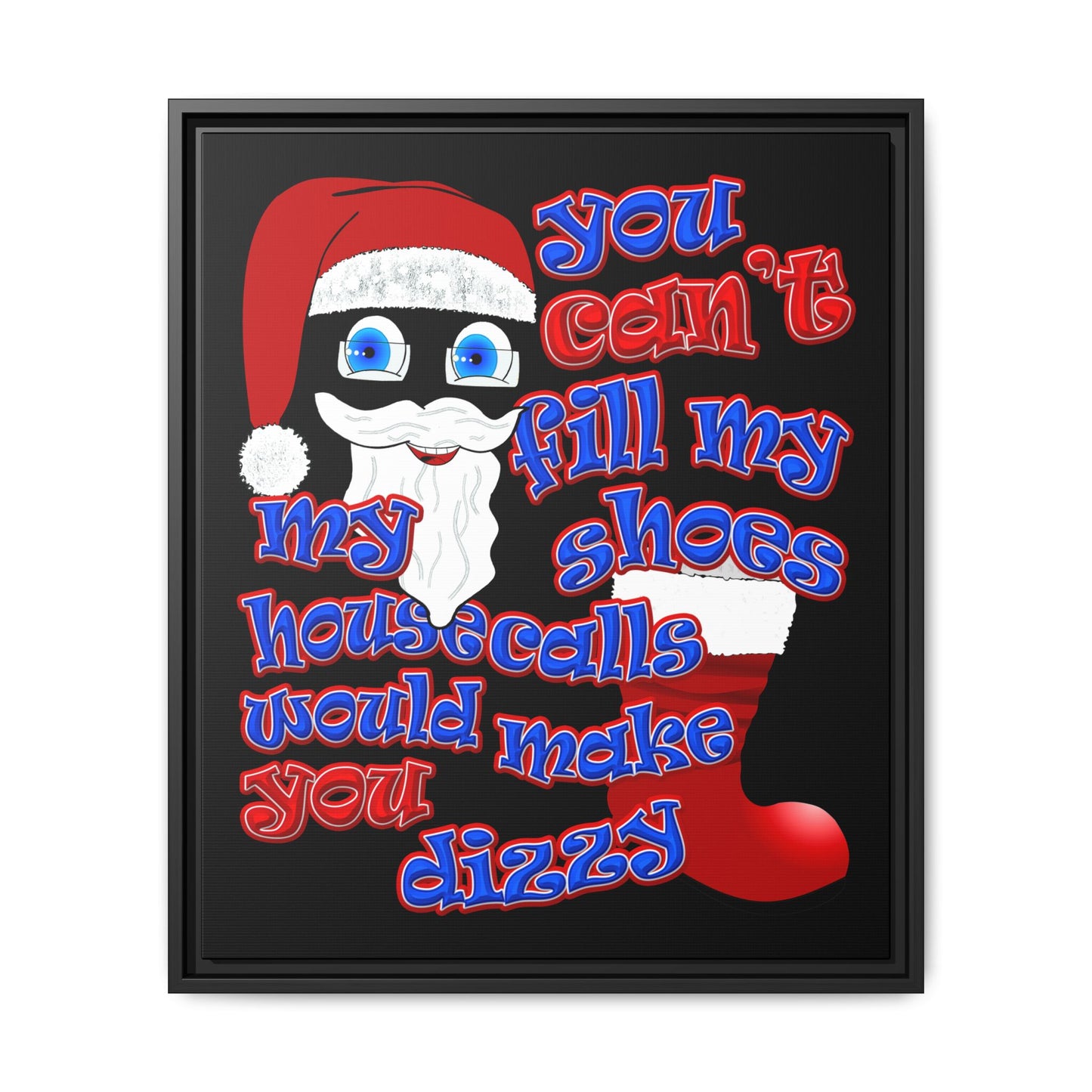 santa's shoes - framed canvas art (black)
