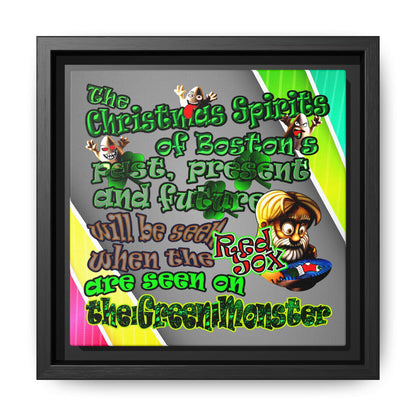 christmas spirits of boston - framed canvas art (rainbow split)