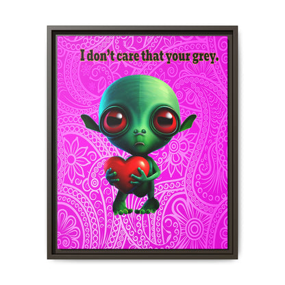 I don't care that your grey - framed canvas art (pink swirl)