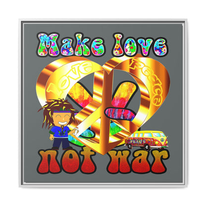 love peace - framed canvas art (dark grey)