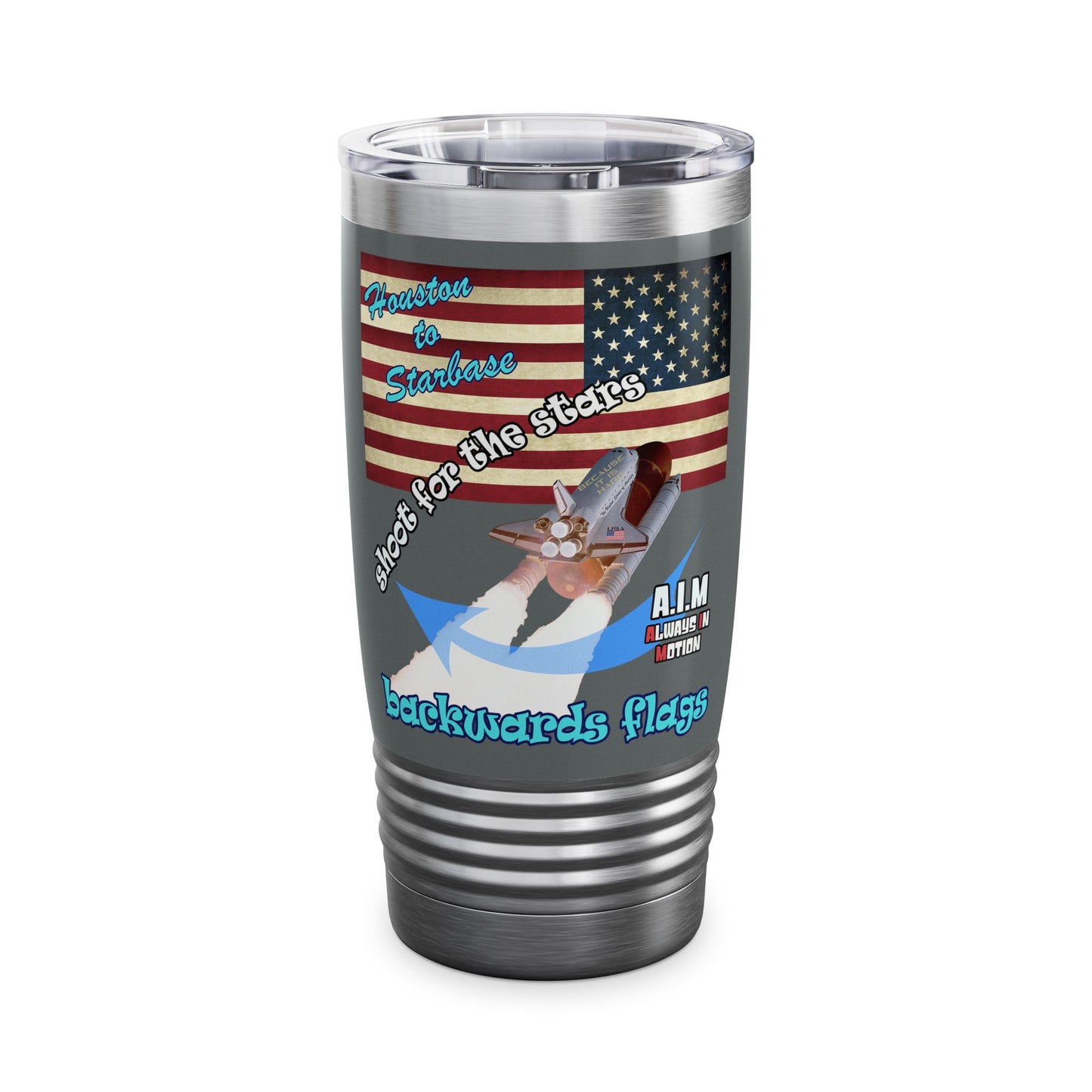 shoot for the stars - Ringneck Tumbler, 20oz (dark grey)