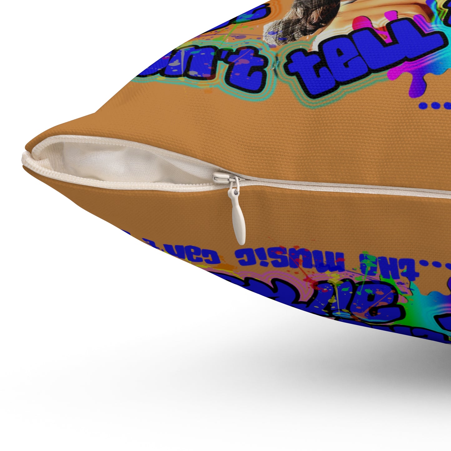 drop the beat - Spun Polyester Square Pillow - (light brown)
