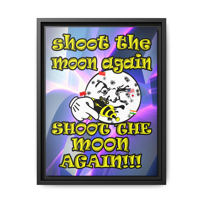 shoot the moon again - framed canvas art (grey-pink wave)