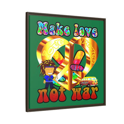 love peace - framed canvas art (dark green)
