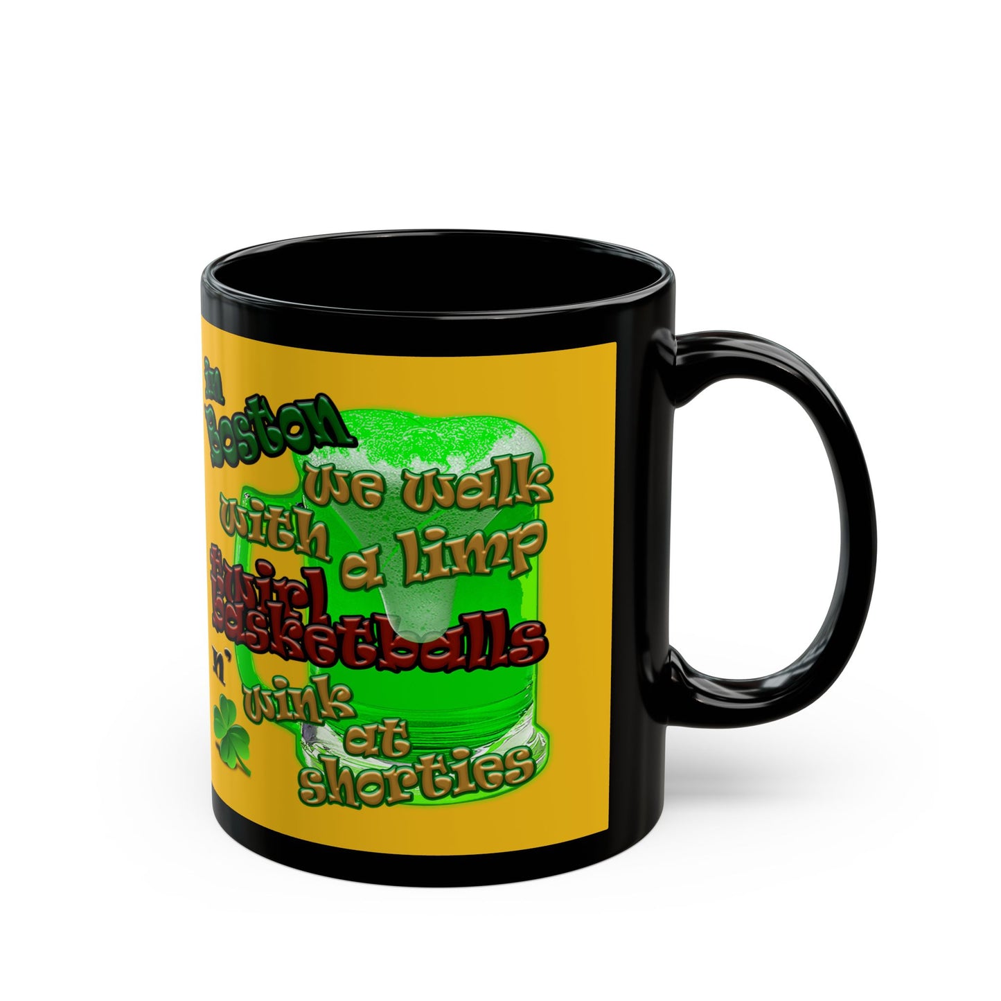 celtics logo - Black Mug (yellow)
