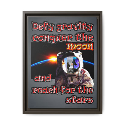 defy conquer reach - framed canvas art (grey-light grey)