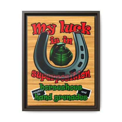 my luck - framed canvas art (butterscotch wood finish)