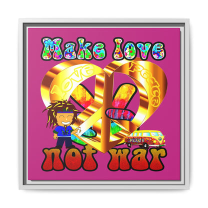 love peace - framed canvas art (pink)