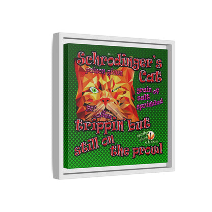 schrodinger's cat - framed canvas art (logo green)