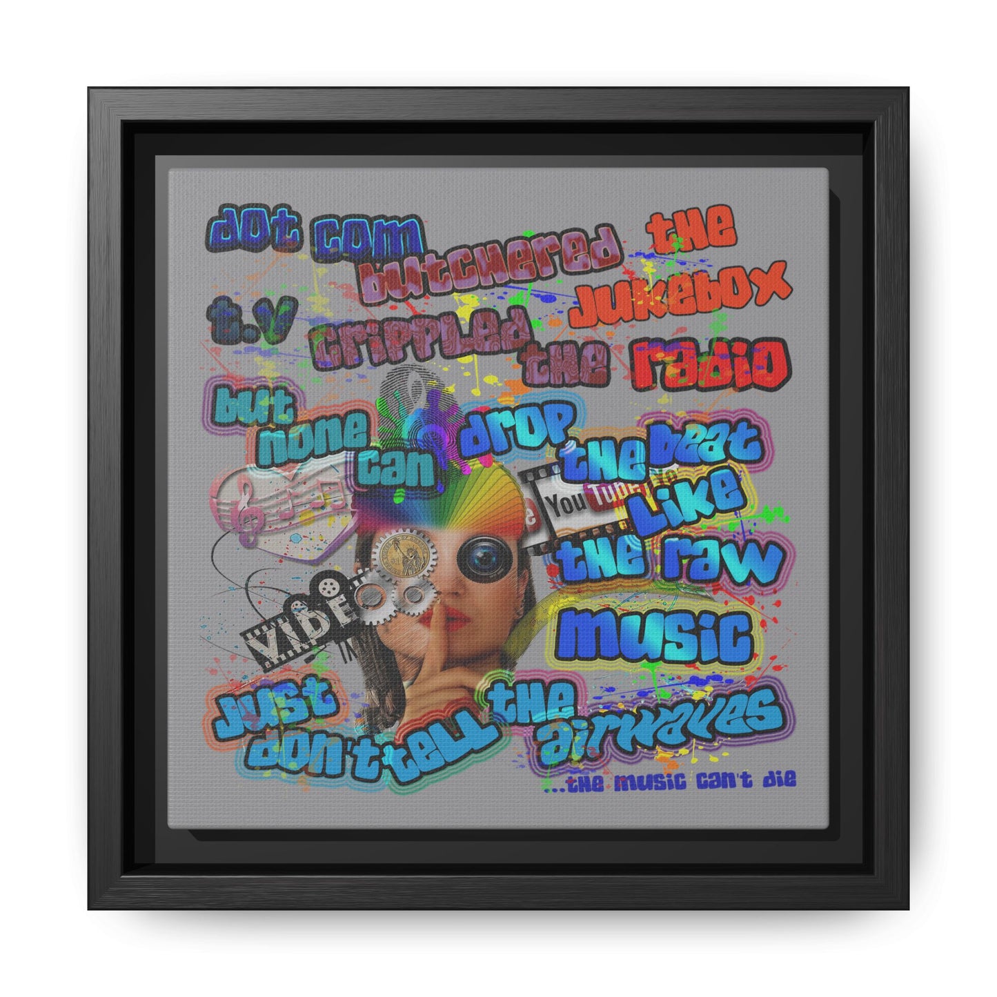 drop the beat - framed canvas art (grey)