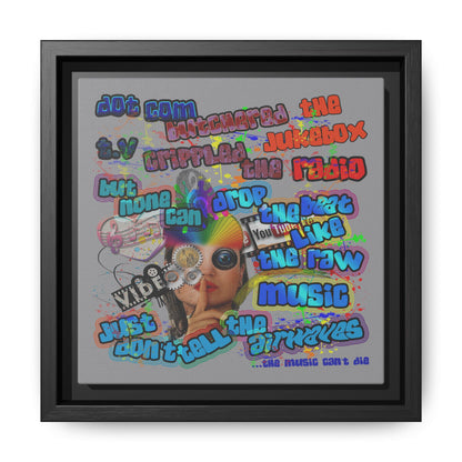 drop the beat - framed canvas art (grey)