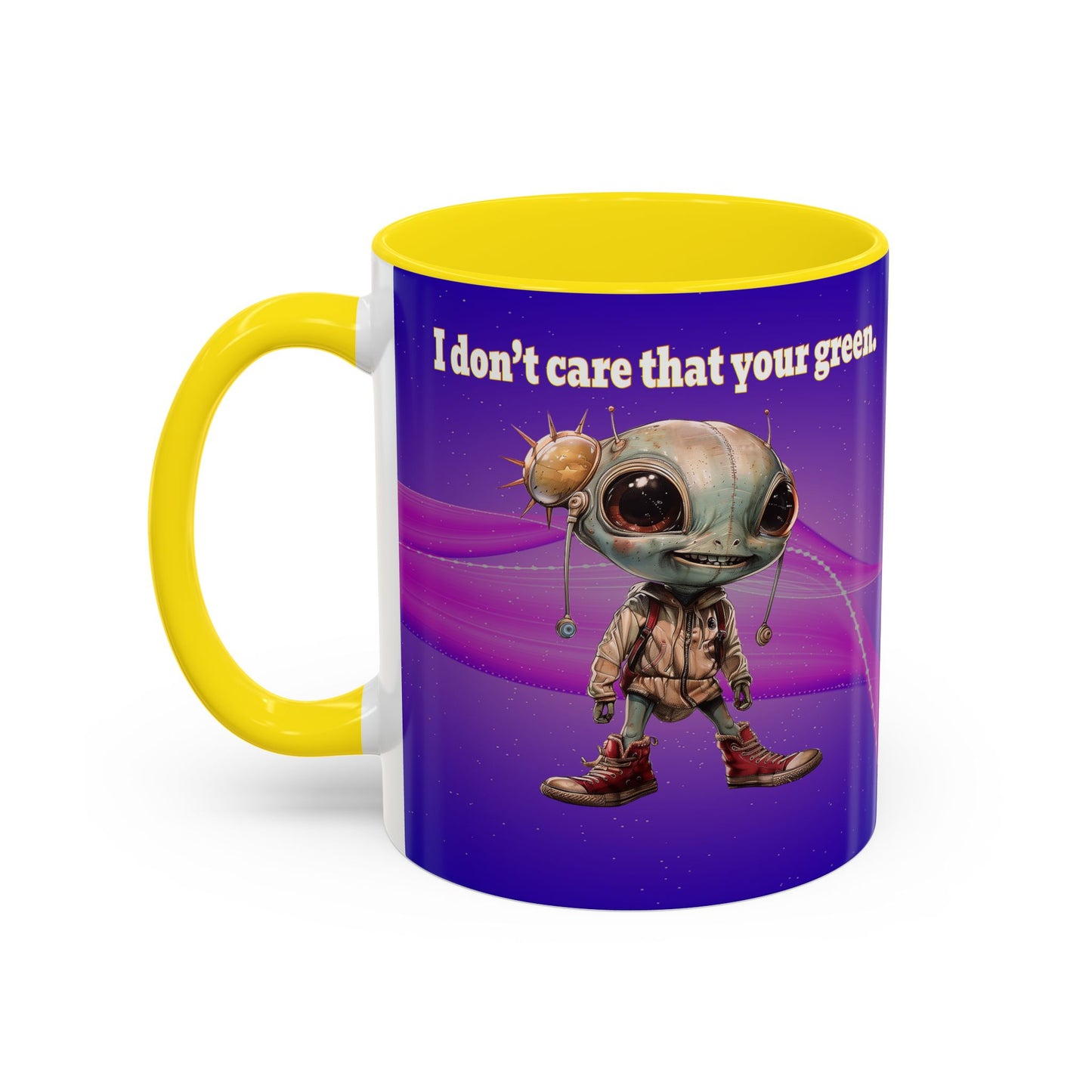 I don't care that your grey - Accent Mug (purple-pink wave)