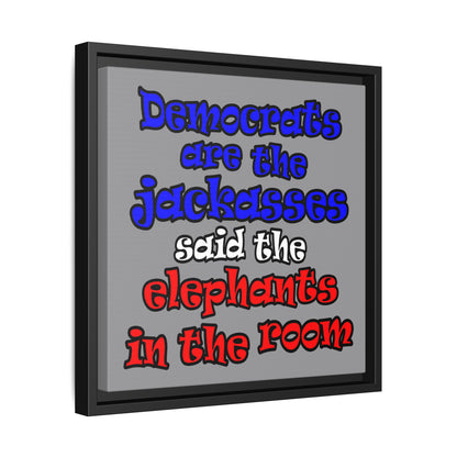 donkeys and elephants - framed canvas art (grey)