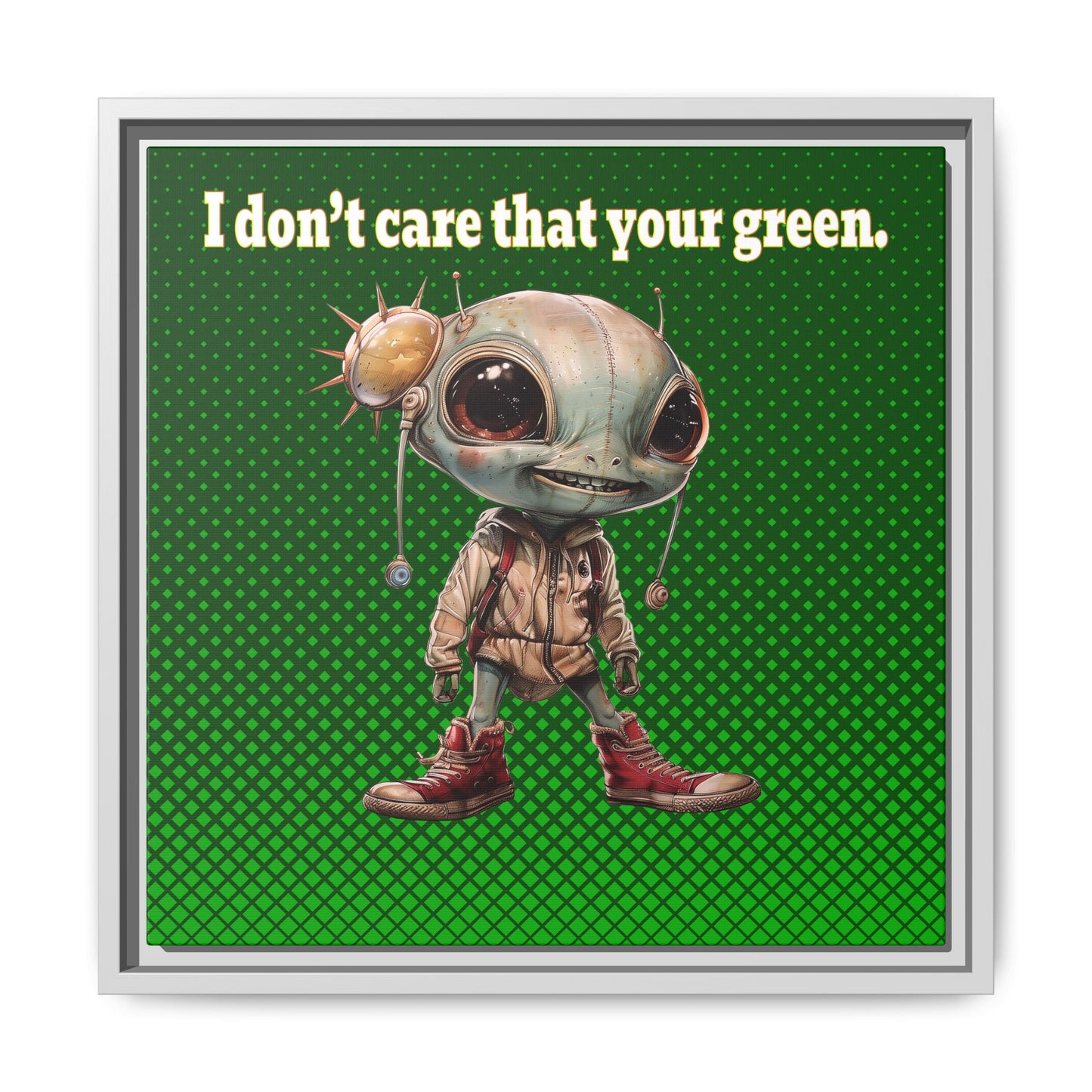I don't care that your green - framed canvas art (logo green)