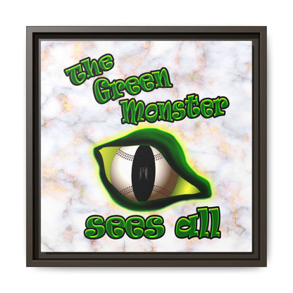 green monster - framed canvas art (white marble)
