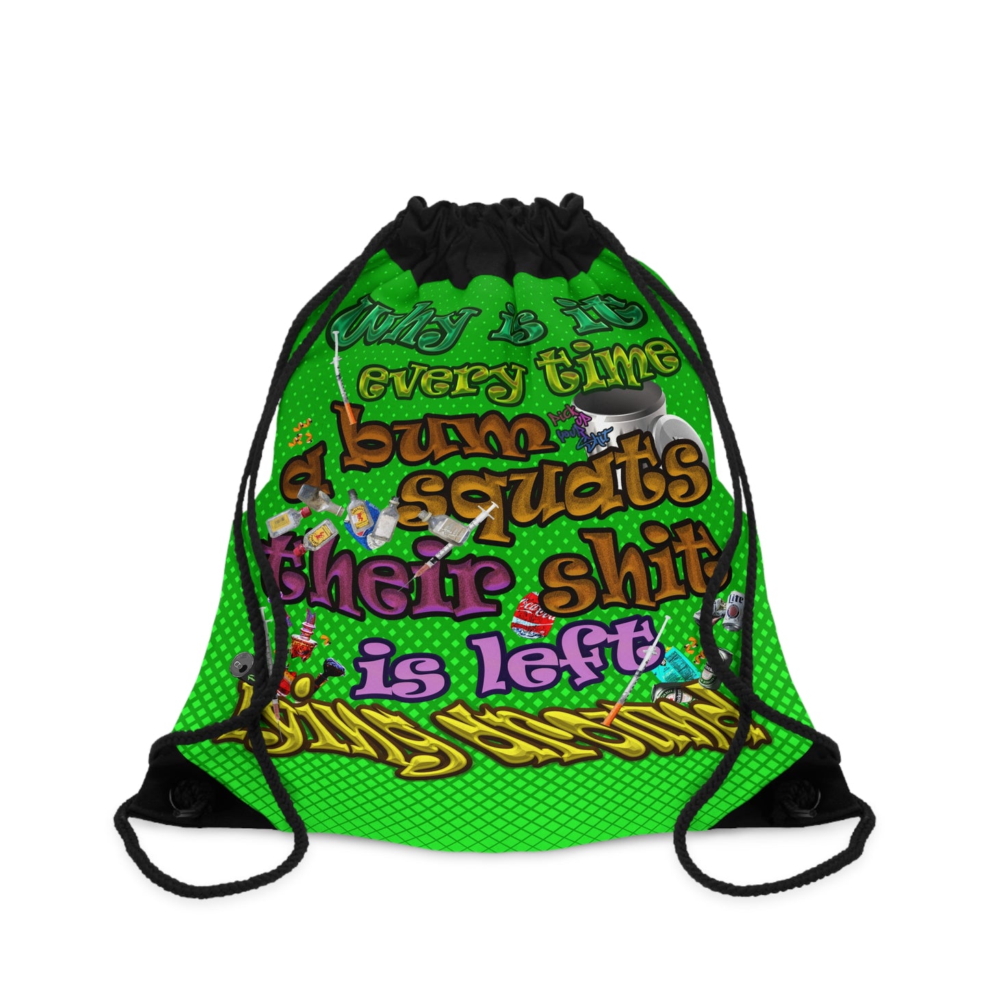 the bum's shit - Drawstring Bag (logo green)