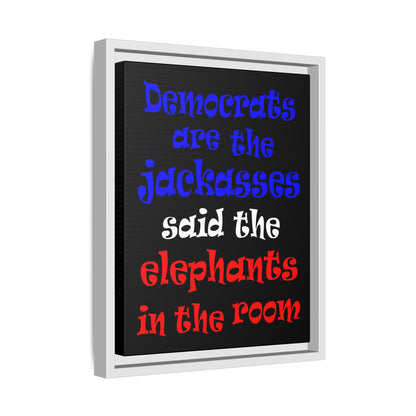 donkeys and elephants - framed canvas art (black)