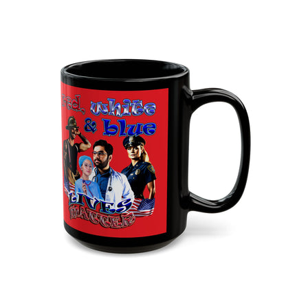 rw&b lives matter - Black Mug (red)