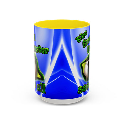 green monster - Accent Mug (blue-white wave)