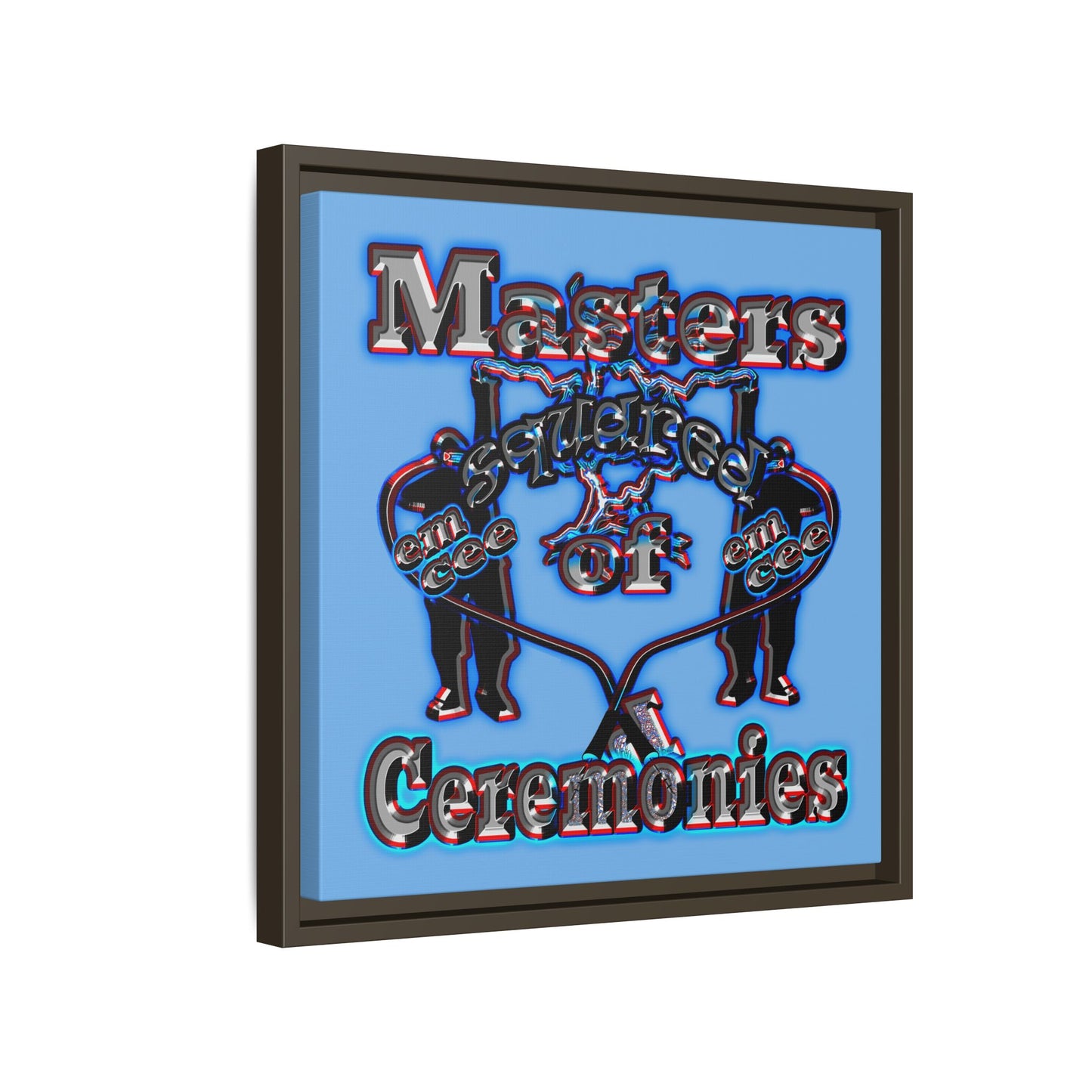 em cee squared - framed canvas art (light blue)